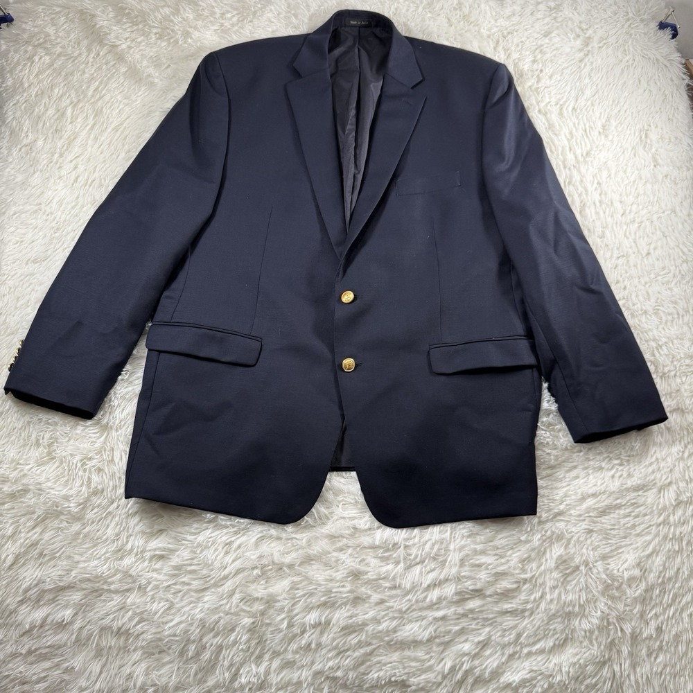 Lauren Ralph Lauren Blazer Mens 48R Navy Wool Designer Gold Buttons Sport Coat